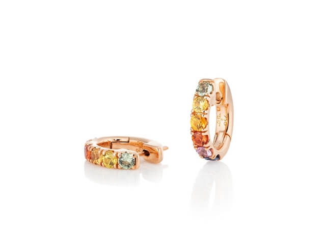 Rainbow Creolen Roségold Saphir bunt