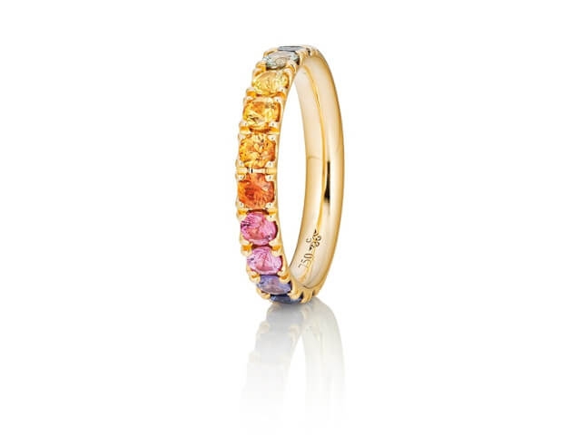 Rainbow Ring Gelbgold Saphir bunt