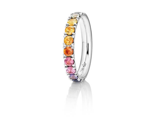 Rainbow Ring Weißgold Saphir bunt
