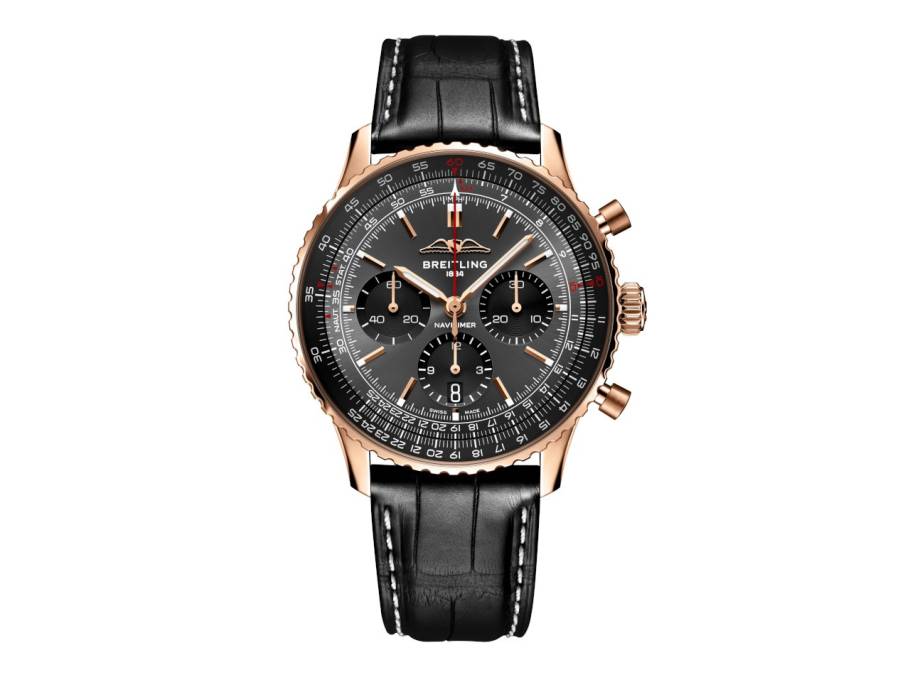 Navitimer B01 Chronograph 43 Rotgold anthrazitfarbenes Zifferblatt schwarzes Lederband Germany Gold Edition
