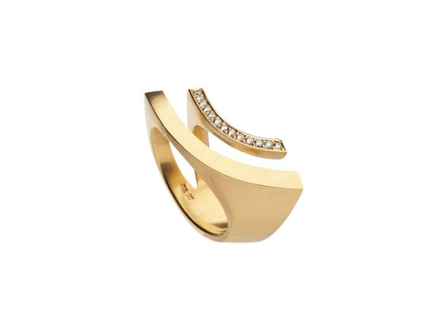 Regenbogen Ring Gelbgold mit Brillanten 0,140ct