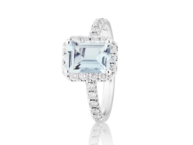The Romance Collection Shades of Love Ring Weißgold 1 Aquamarin 40 Diamanten