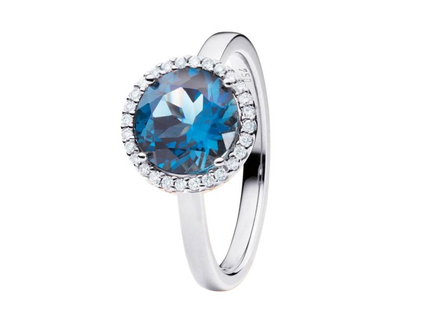 Espressivo Damenring groß Weißgold London blue Topas