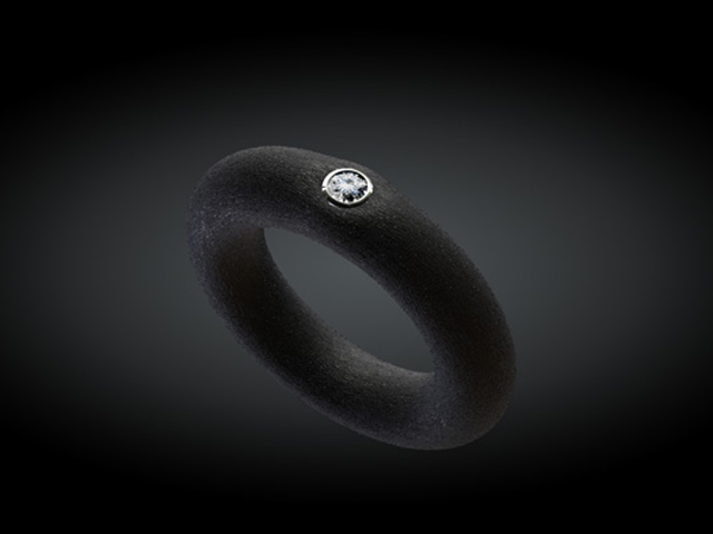 Ring Kautschuk mit Brillant 0,10