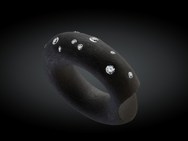 Ring Kautschuk mit Brillanten 0,20