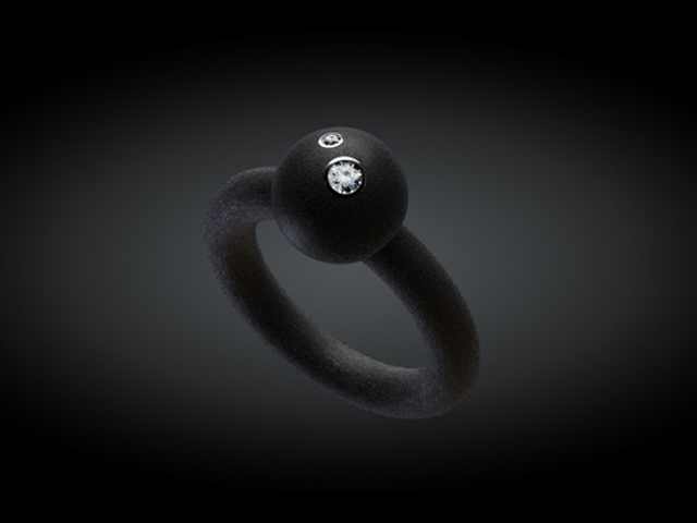 Ring Kautschuk Kugel mit Brillanten 0,07