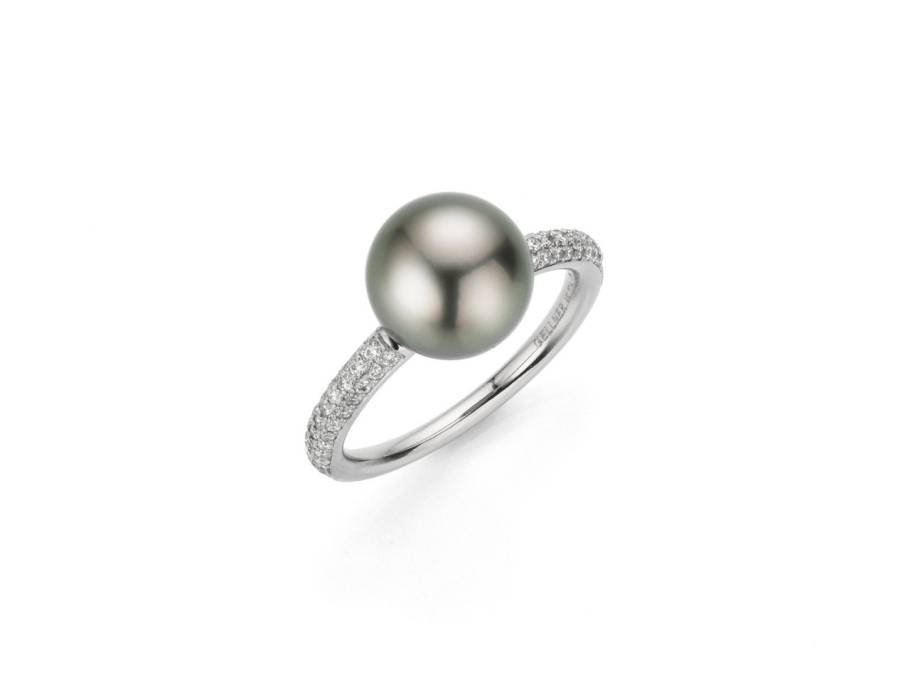 Modern Classic Ring Platin mit Brillanten und Tahitiperle