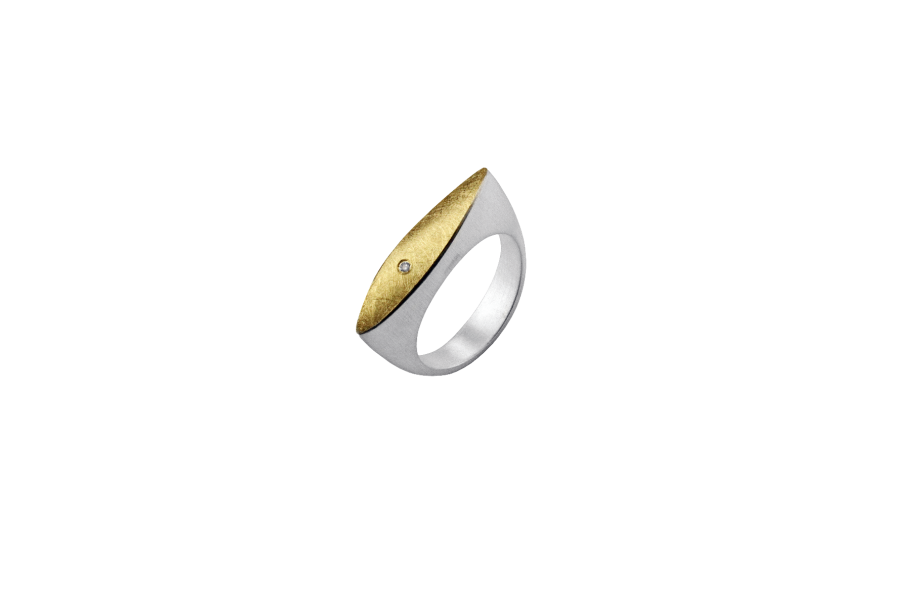 Ring Silber vergoldet mit Brillant 0,008ct
