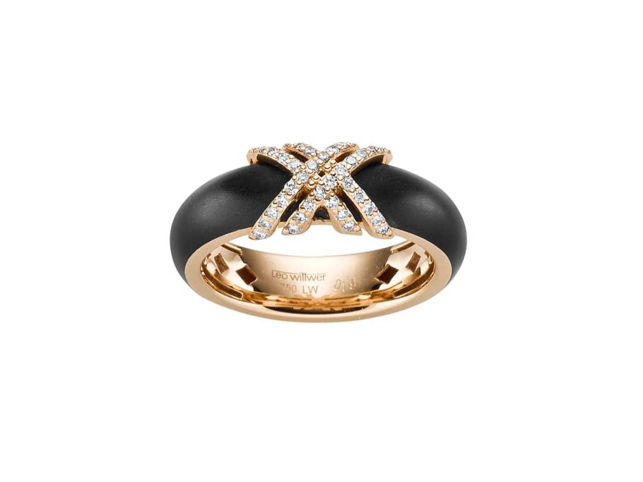 Crosses Ring Roségold mit Kaltemaille und Brillanten 0,19ct