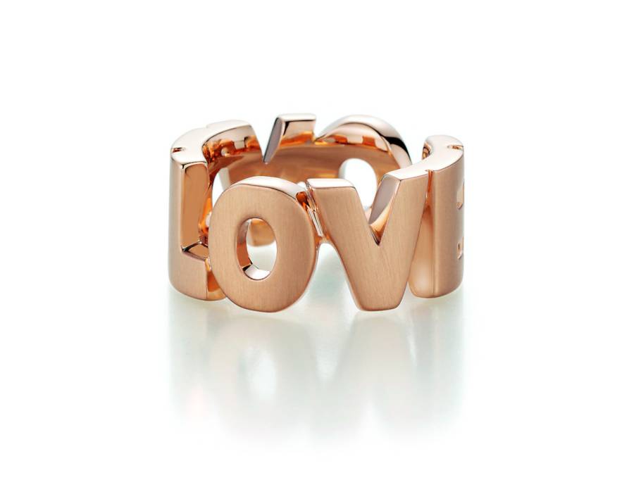  Messages "Love" Ring Rotgold mattiert und poliert
