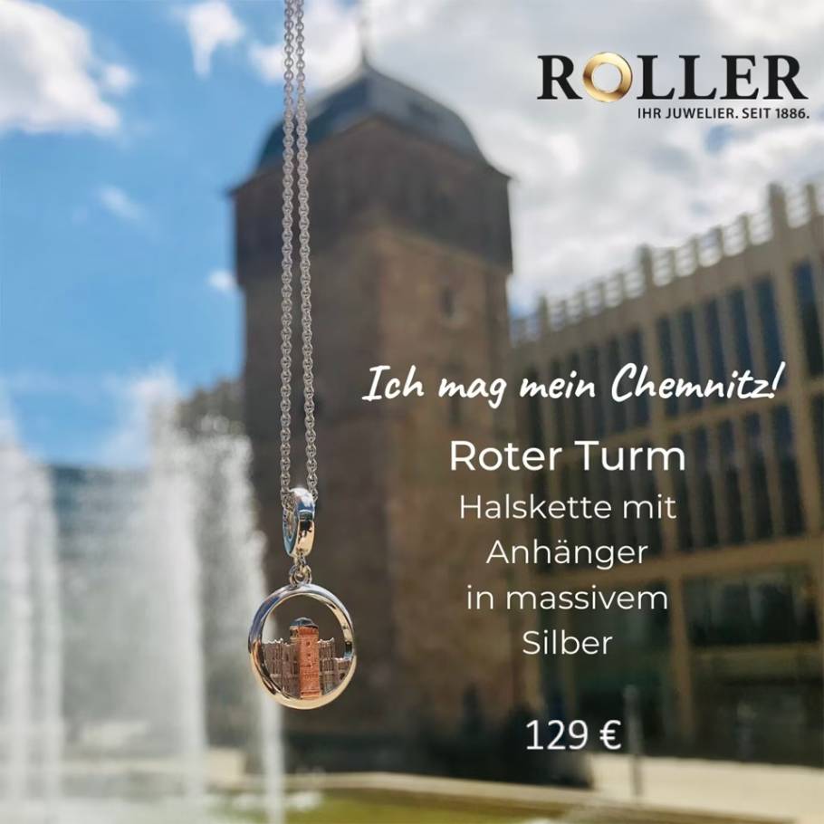 Edition "Roter Turm" Collier aus Silber 45cm
