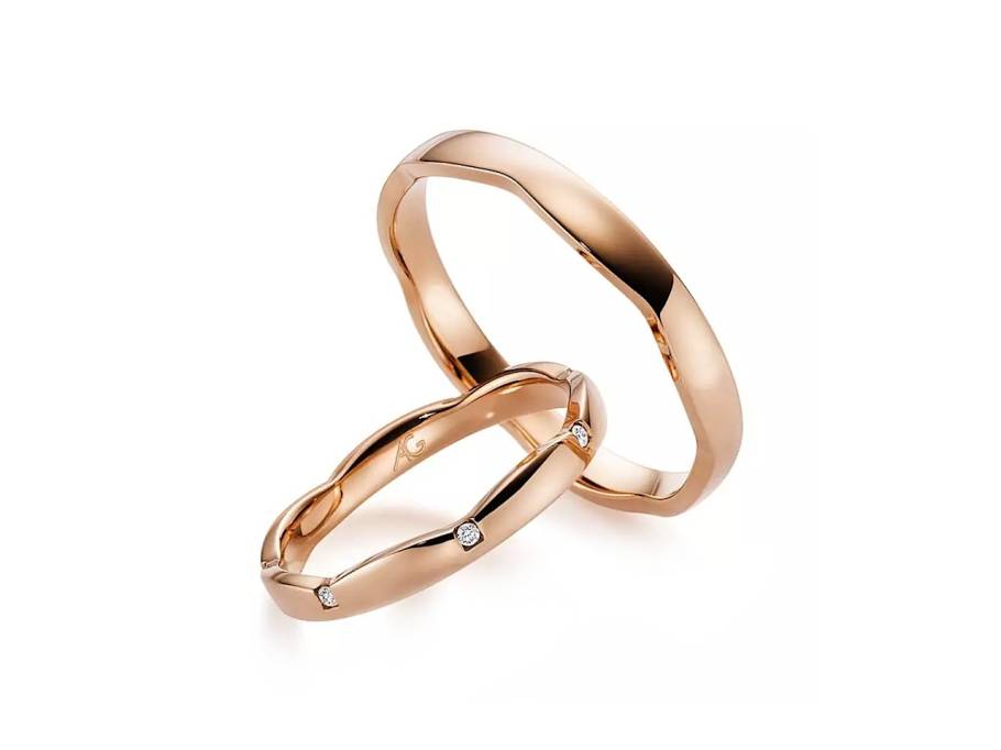 Exclusiv-Kollektion Trauring Paar aus 585/- Mittelgold mit Brillanten 0,035ct