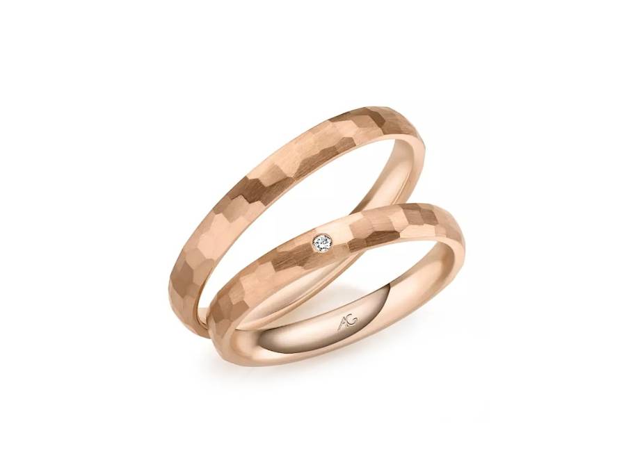 Exclusiv-Kollektion Trauring Paar aus 750/- Mittelgold mit Brillanten 0,010ct