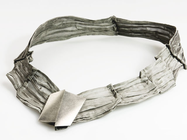 gewebtes Geflecht aus Edelstahl hell - Set 1 Collier