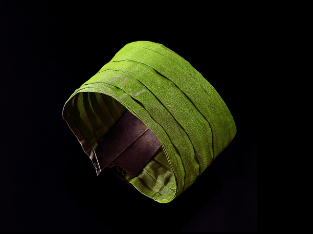 gewebtes Geflecht aus Edelstahl - Set 3 Armband olivgrün