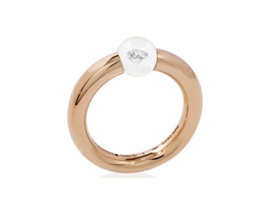 Glasklar Kugel Ring Rotgold 3 mm
