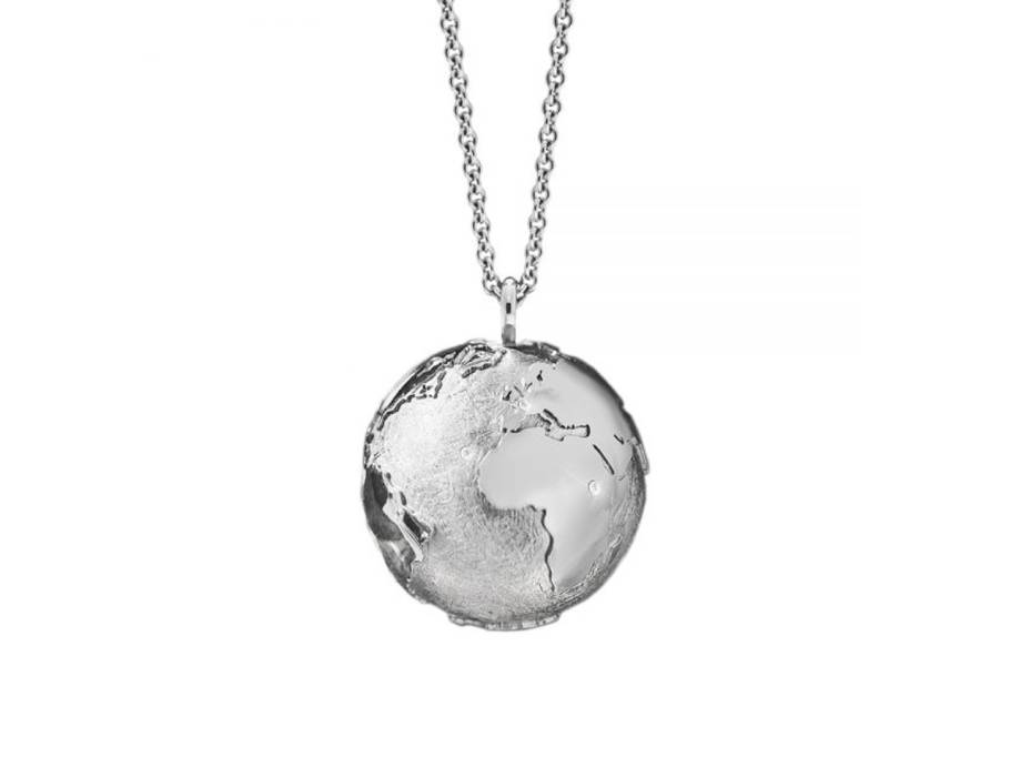 Meine Welt: Individuelle Weltkugel mit Ihren Lieblingszielen in Platin 19mm mit Stein