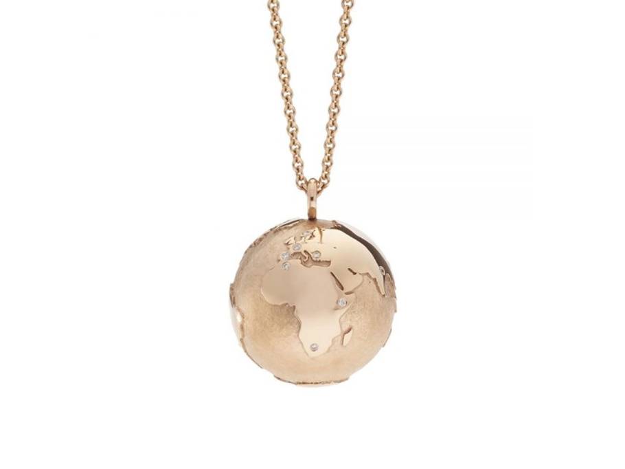   Meine Welt: Individuelle Weltkugel mit Ihren Lieblingszielen in Rotgold 19mm mit Stein