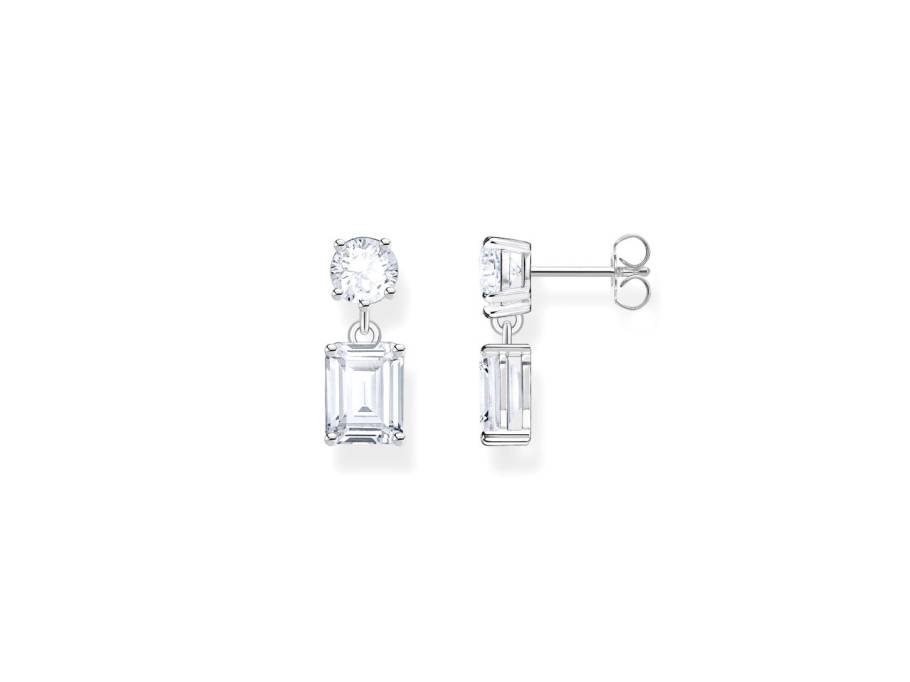 Heritage Glam Ohrhänger Silber 18mm mit weißen Zirkonia