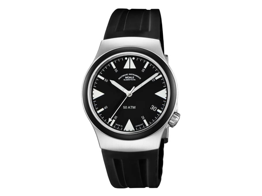 S.A.R. Mission-Timer TITAN Automatik 43mm schwarzes Zifferblatt schwarzes Kautschukband