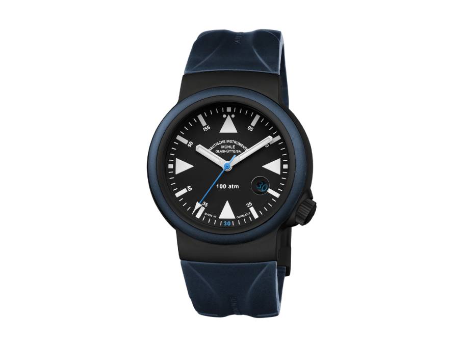 S.A.R. Rescue-Timer Edition 1994 Automatik Edelstahl Schwarz-PVD 42mm schwarzes Zifferblatt blaues Kautschukband