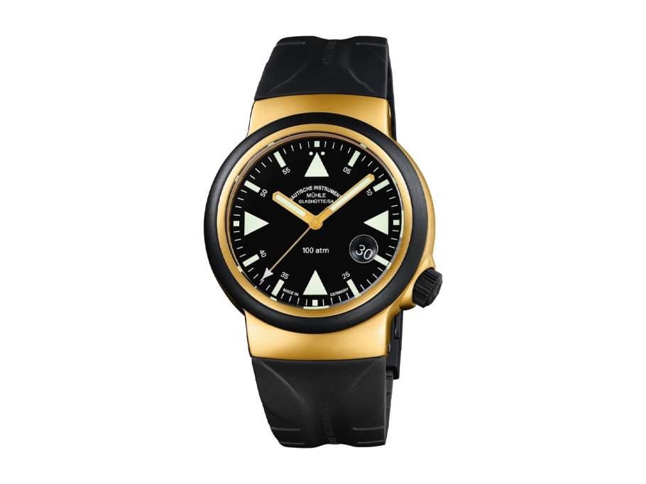 S.A.R. Rescue-Timer Gold Limited Edition Automatik Gelbgold 42mm schwarzes Zifferblatt schwarzes Kautschukband