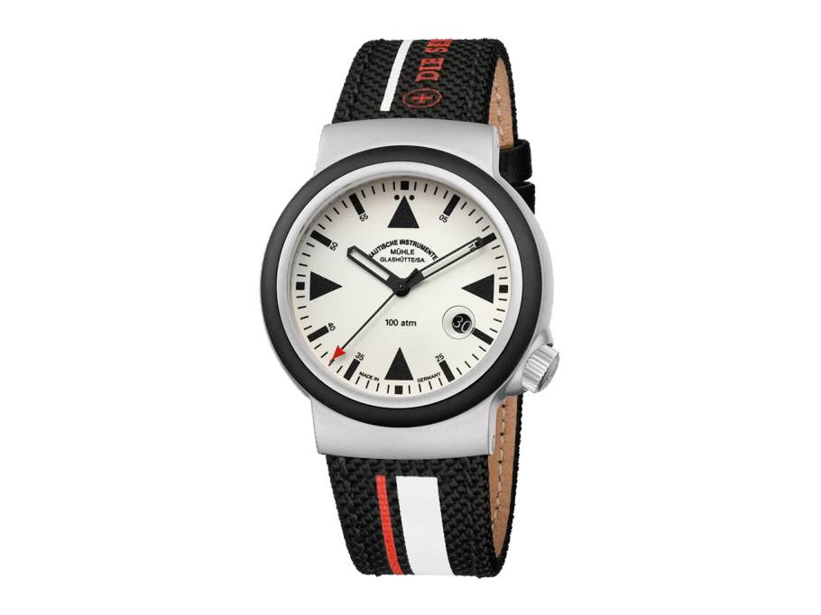 S.A.R. Mission-Timer LUMEN Automatik 42mm beiges Zifferblatt schwarzes Canvasband