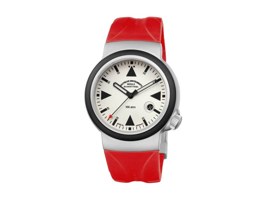 S.A.R. Mission-Timer LUMEN Automatik 42mm beiges Zifferblatt rotes Kautschukband