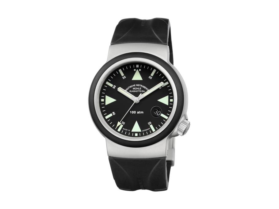S.A.R. Rescue-Timer Automatik Edelstahl 42mm schwarzes Zifferblatt schwarzes Kautschukband