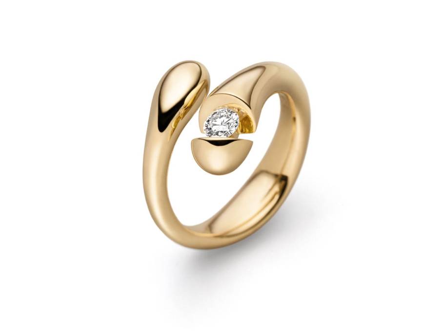  Calla Drop Damenring  Gelbgold mit Brillant 0,15