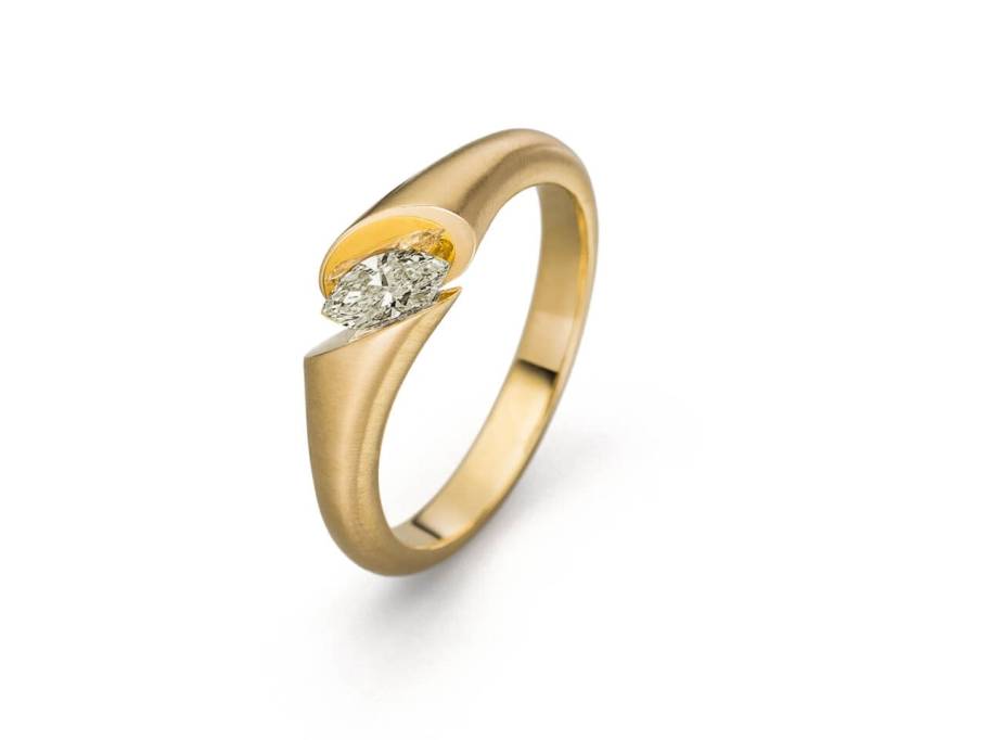 Calla Damenring Navette Gelbgold