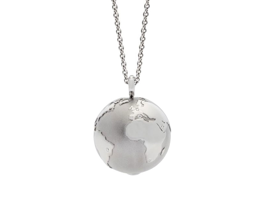   Meine Welt: Individuelle Weltkugel mit Ihren Lieblingszielen in Edelstahl mit Stein 19mm