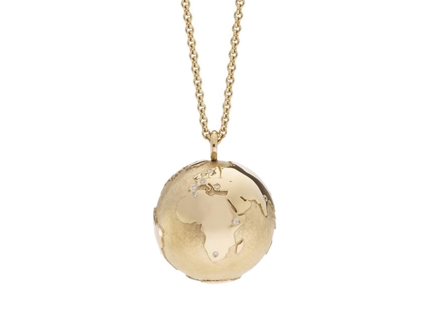 Meine Welt: Individuelle Weltkugel mit Ihren Lieblingszielen in Gold 19mm mit Stein