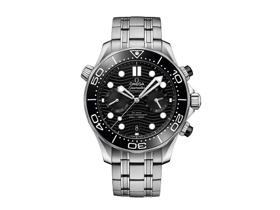Seamaster Diver 300M Chronograph Automatik Edelstahl 44mm schwarzes Zifferblatt Metallband