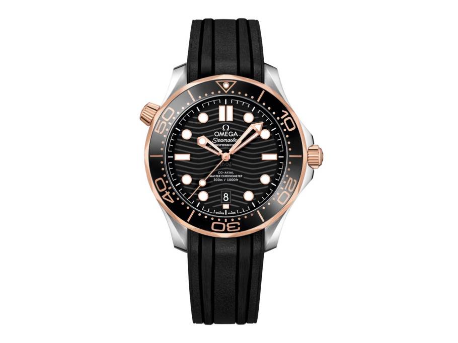 Seamaster Diver 300M Automatik Edelstahl und Rotgold 42mm schwarzes Zifferblatt schwarzes Kautschukband