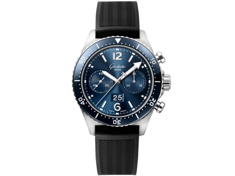SeaQ  Chronograph Edelstahl blau Kautschukband