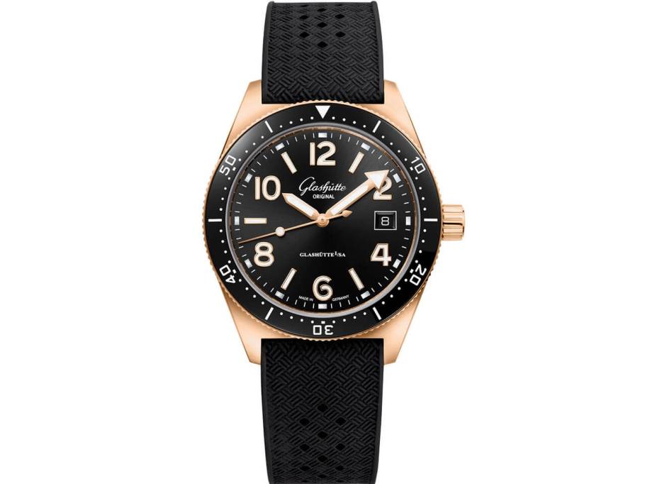   SeaQ Rotgold schwarz Kautschukband