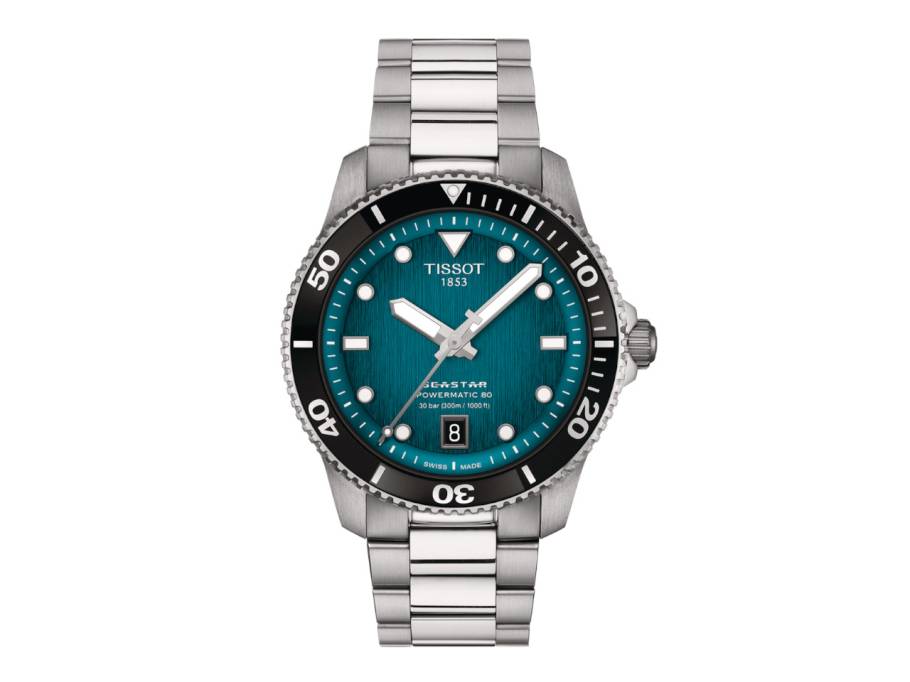 Seastar 1000 Powermatic 80 Automatik Edelstahl 40mm türkises Zifferblatt Metallband