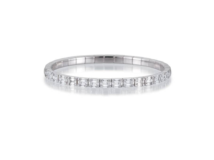 Tennis Flex Armband rundum Brillanten und Diamanten Baguette 2,08ct Weißgold