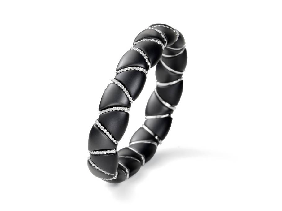 Keramik Flex Armband schwarz matt Weißgold mit Brillanten 1,40ct