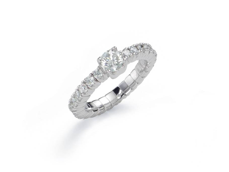 Tennis Flex Ring rundum Brillanten mit Mittelstein 0,50ct Weißgold