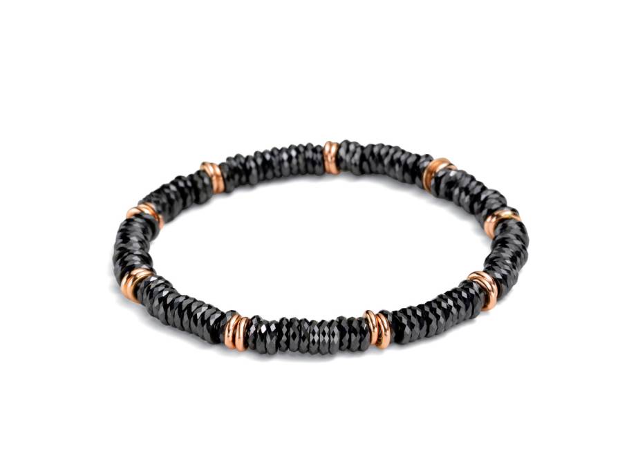 Keramik Armband schwarz Rotgold 16,5cm