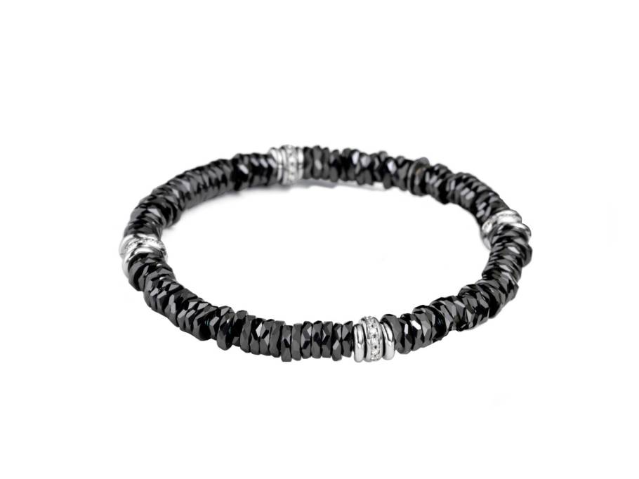 Keramik Armband schwarz Weißgold 17cm mit Brillanten 0,234ct