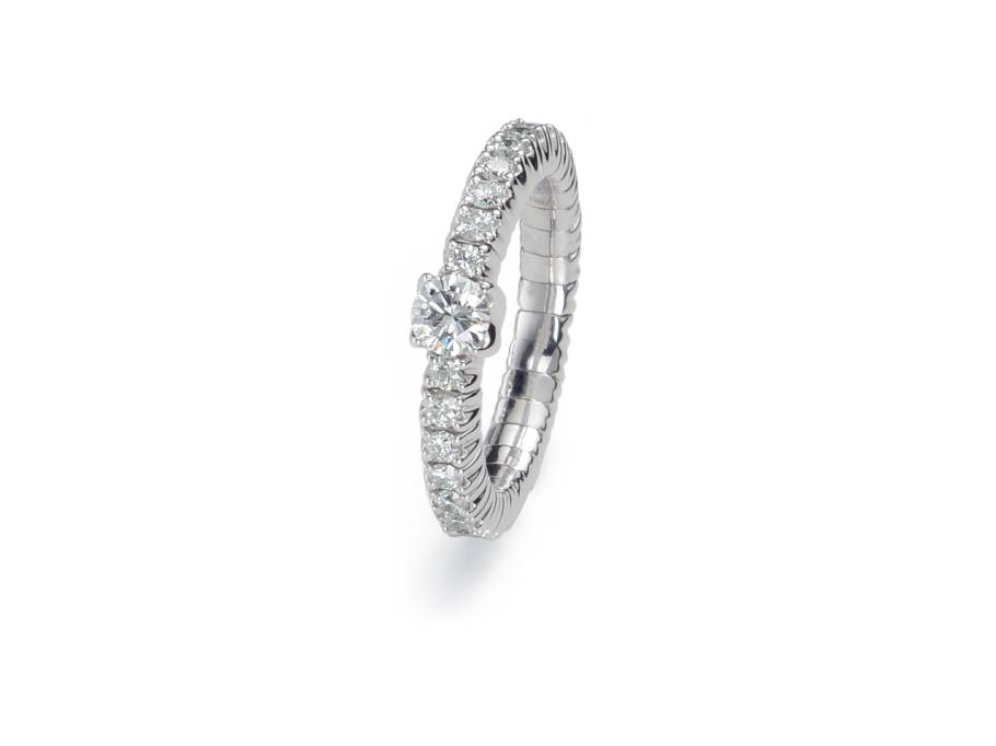 Tennis Flex Ring rundum Brillanten mit Mittelstein 0,25ct Weißgold