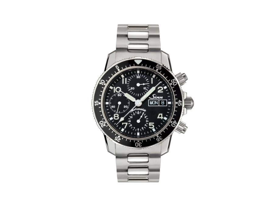 103 St Sa Fliegerchronograph Automatik Edelstahl 41mm schwarzes Zifferblatt Metallband