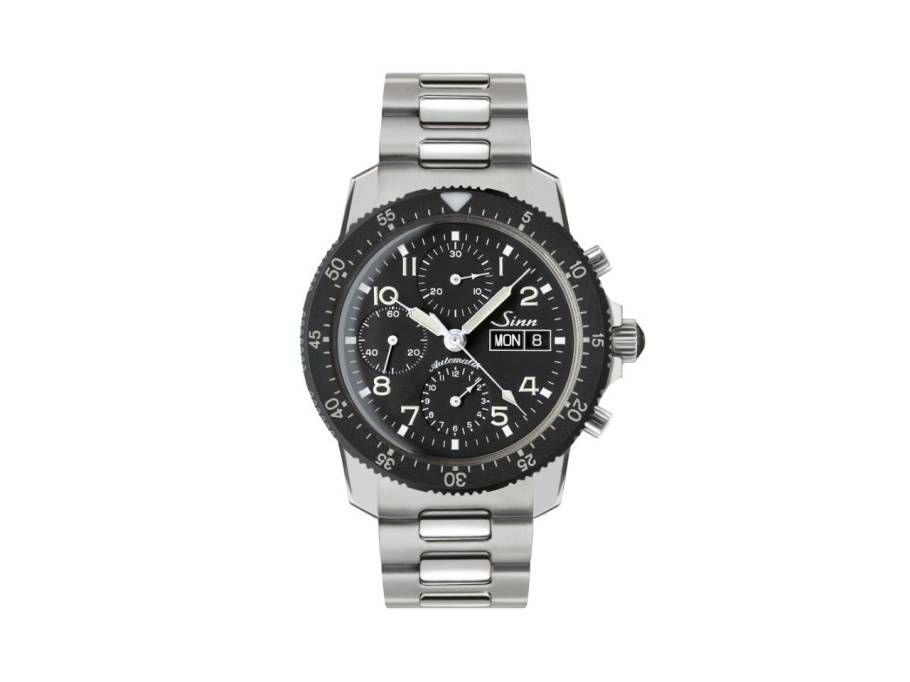 103 St Fliegerchronograph Automatik Edelstahl 41mm schwarzes Zifferblatt Metallband