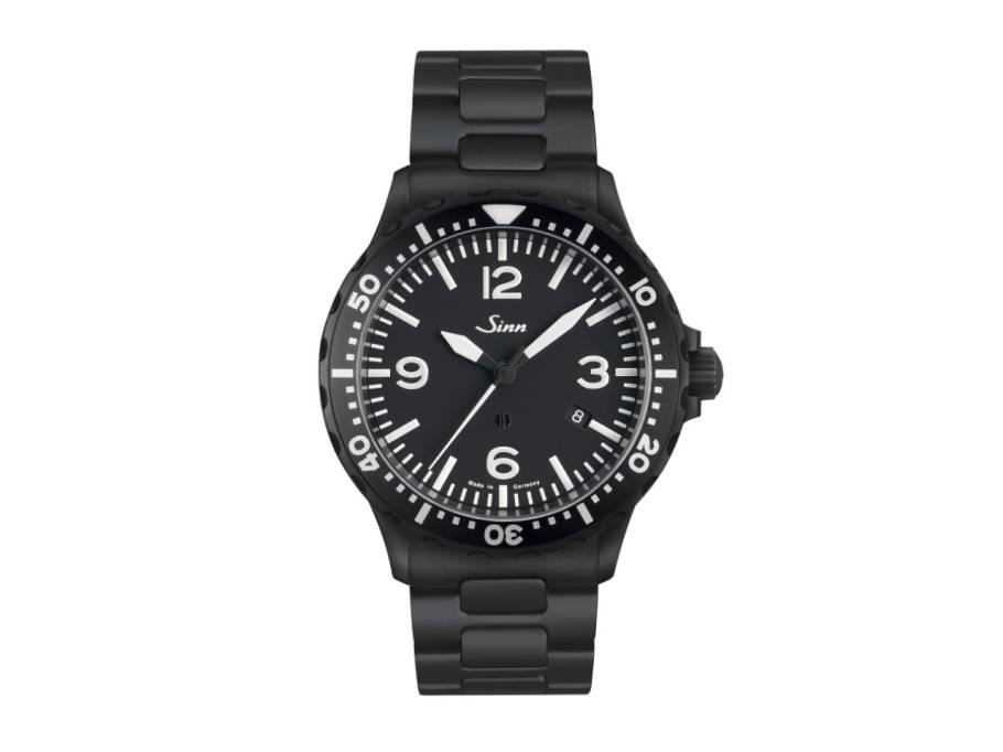 857 S Fliegeruhr Automatik Edelstahl 43mm schwarzes Zifferblatt schwarzes Metallband