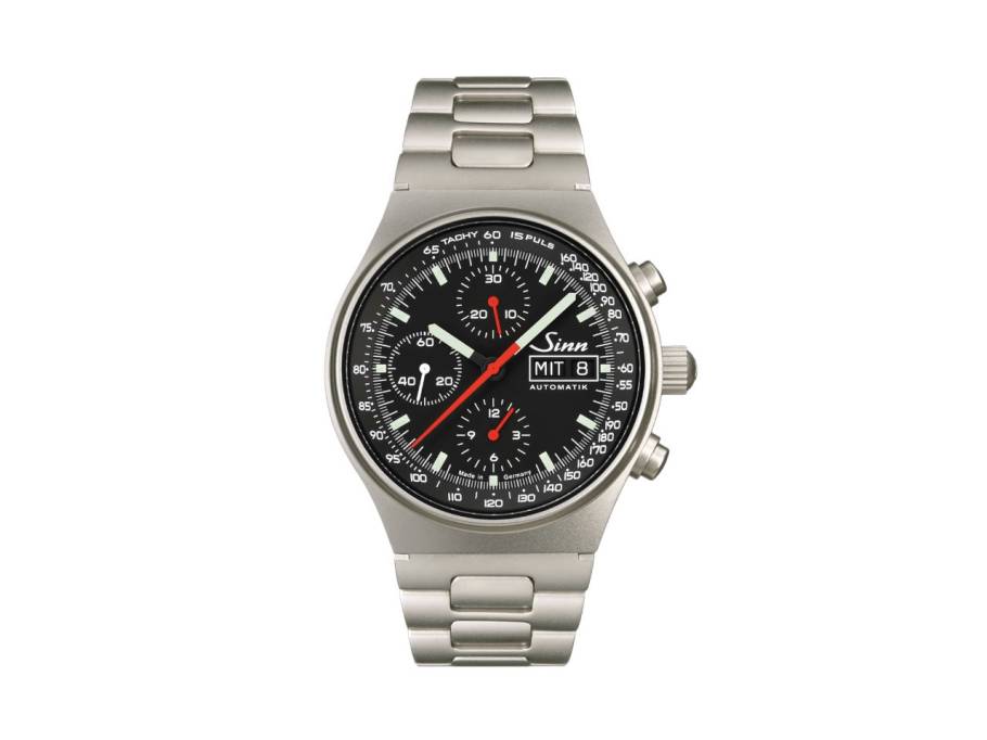 144 St Sa Sportchronograph Automatik Edelstahl 41mm schwarzes Zifferblatt Metallband