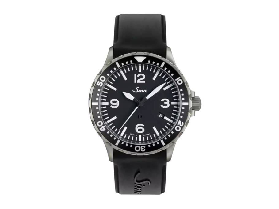 857 S Fliegeruhr Automatik Edelstahl 43mm schwarzes Zifferblatt schwarzes Kautschukband