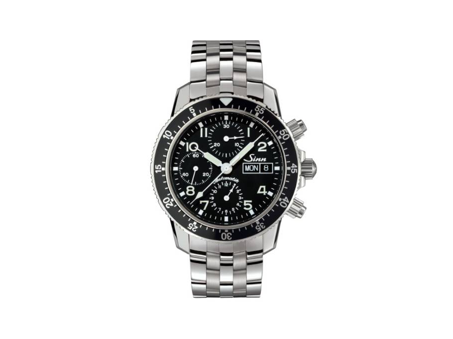 103 St Sa Fliegerchronograph Automatik Edelstahl 41mm schwarzes Zifferblatt Metallband